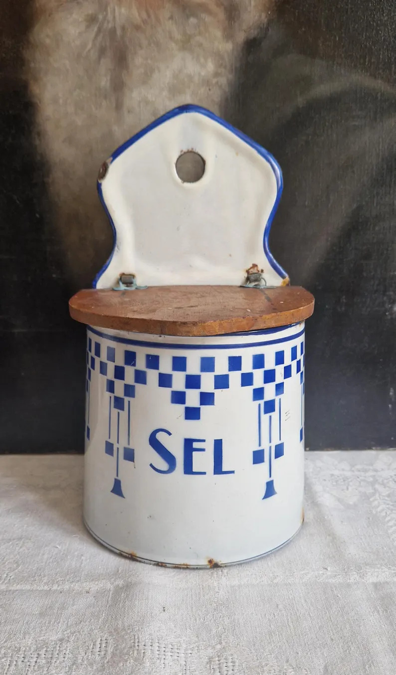 Antique Salt Box Lustucru Salt Container Made of Enamel Shabby Vintage Antique From France With I... | Etsy (US)