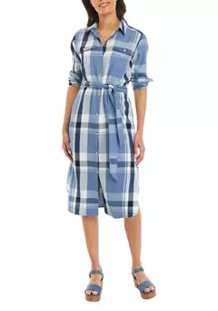Wonderly Women's Long Sleeve Plaid Shirtdress | Belk