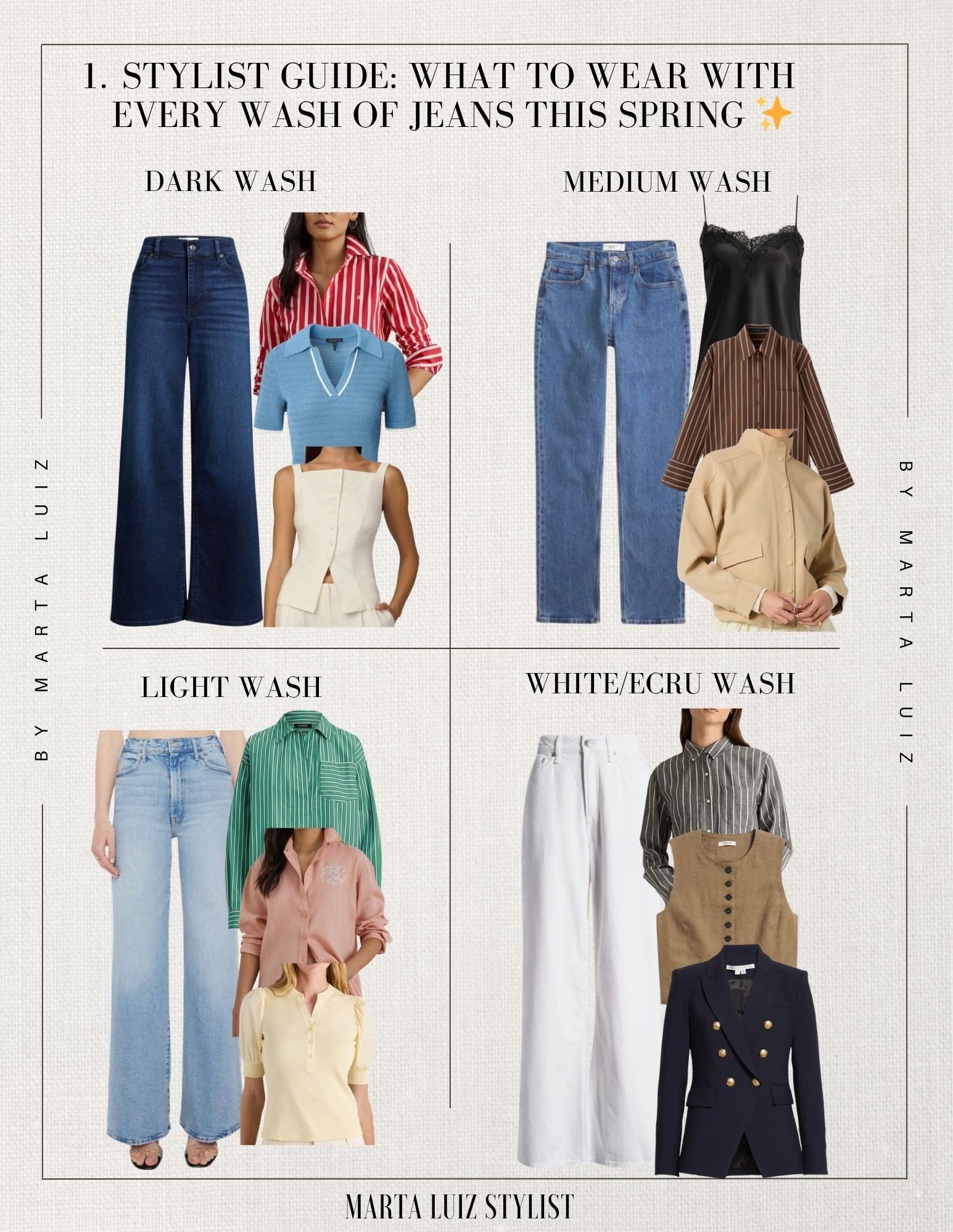 Stylist guide: what to wear with every wash of jeans this spring ✨

As a stylist, these are the color pairings I always recommend with dark wash, light wash, and white/ecru denim — they instantly make your outfits look more elevated and put-together.

#LTKWorkwear #LTKootd