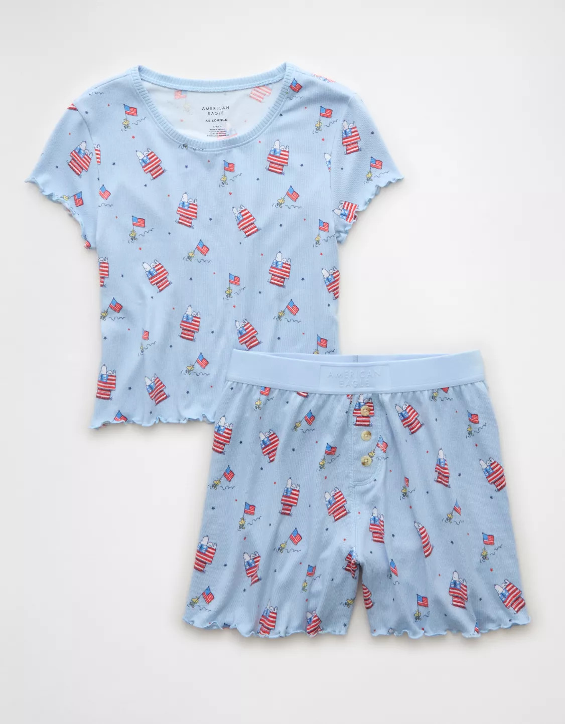 AE Snoopy Americana Plush Baby Tee PJ Set | American Eagle Outfitters (US & CA)