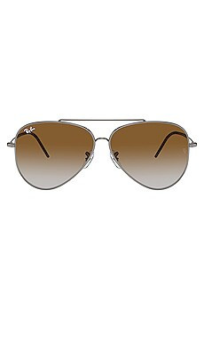 Ray-Ban Reverse Aviator in Gunmetal & Clear Gradient Brown from Revolve.com | Revolve Clothing (Global)