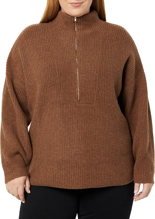 Amazon Essentials Women's Mid Gauge Stretch Half Zip Polo Collar Sweater (Previously Daily Ritual... | Amazon (US)