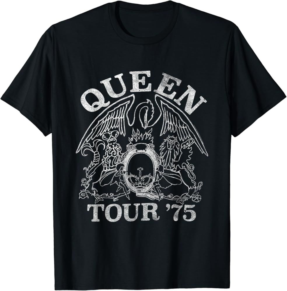 Queen Official Tour 75 Crest Logo T-Shirt | Amazon (US)