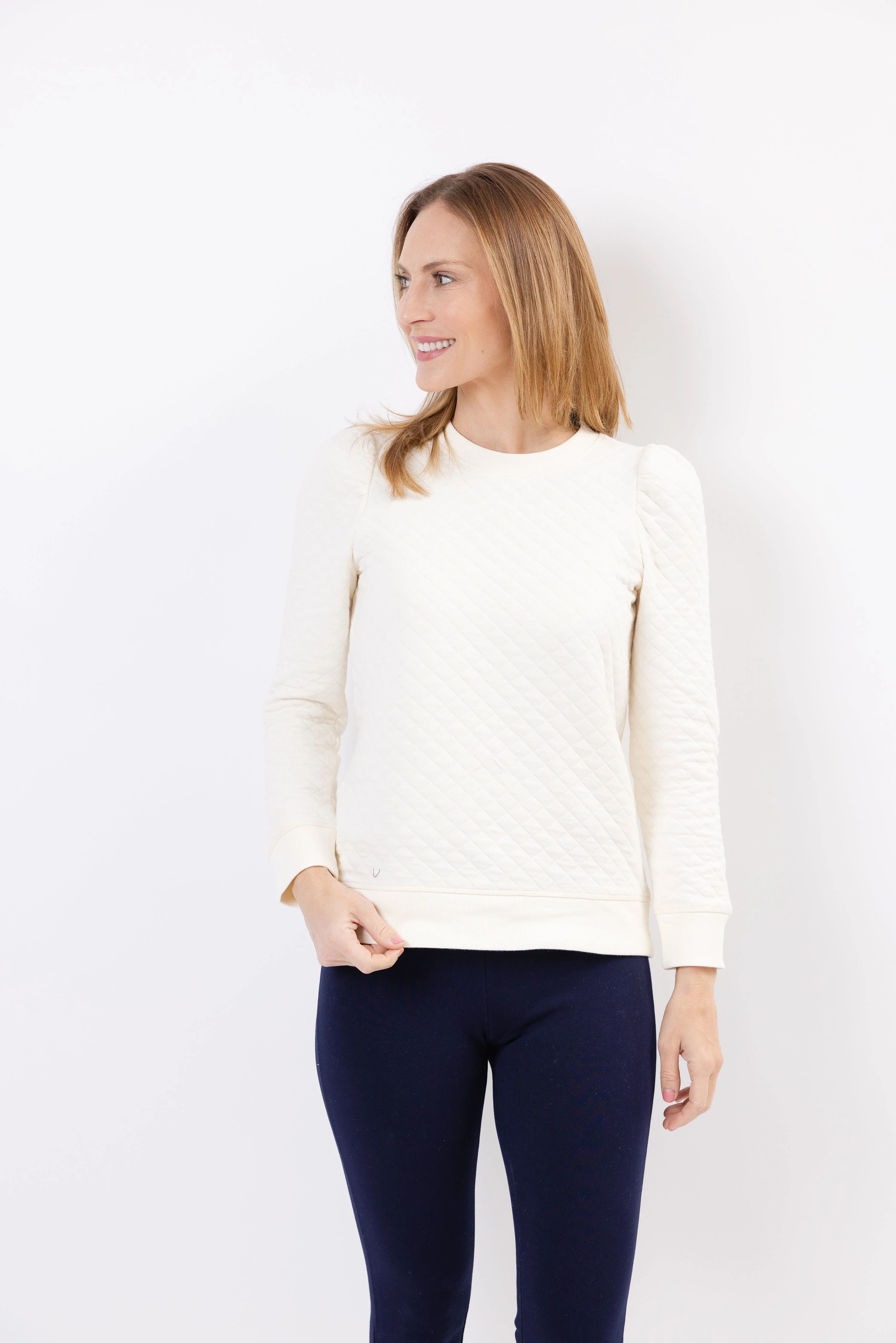 Winter White Quilted Puff Sleeve Top | Sail to Sable
