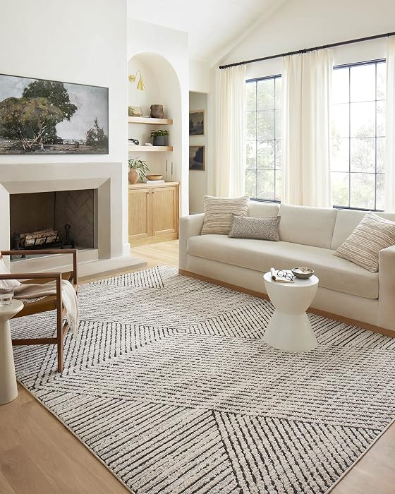 Loloi Fabian Collection FAB-06 Charcoal/Ivory 5'-3" x 7'-6" Area Rug | Amazon (US)