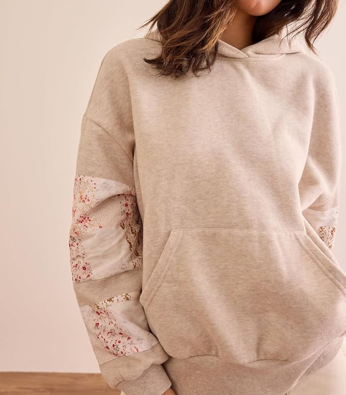 Cute Hoodies for Teen Girls Floral Embroidered Patchwork Hoodie Y2k Oversized Pullover Sweatshirt... | Amazon (US)