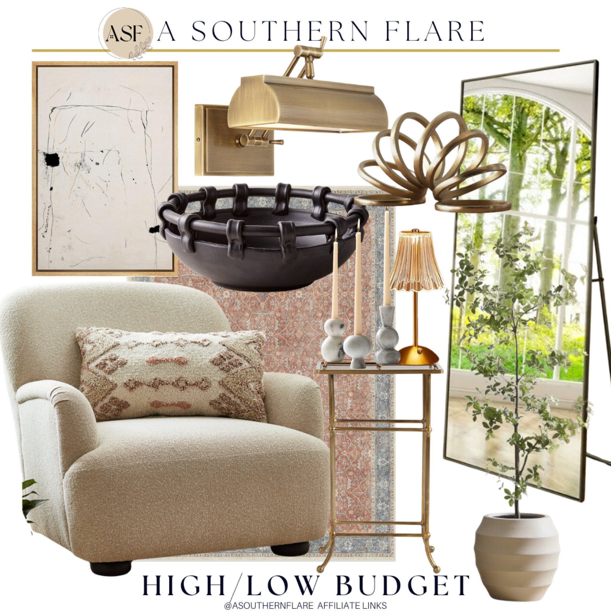 Home decor, living room, chair, boucle, accessories, west elm, side table, floor mirror, abstract art, amazon finds, Ballard designs 

#LTKHome