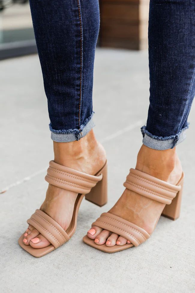 Raina Nude Double Strap Block Heel | The Pink Lily Boutique