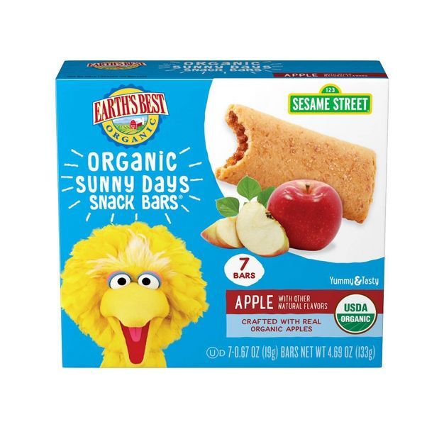 Earth&#39;s Best Organic Sunny Day Toddler Snack Bars with Cereal Crust Made with Real Apples - 7... | Target