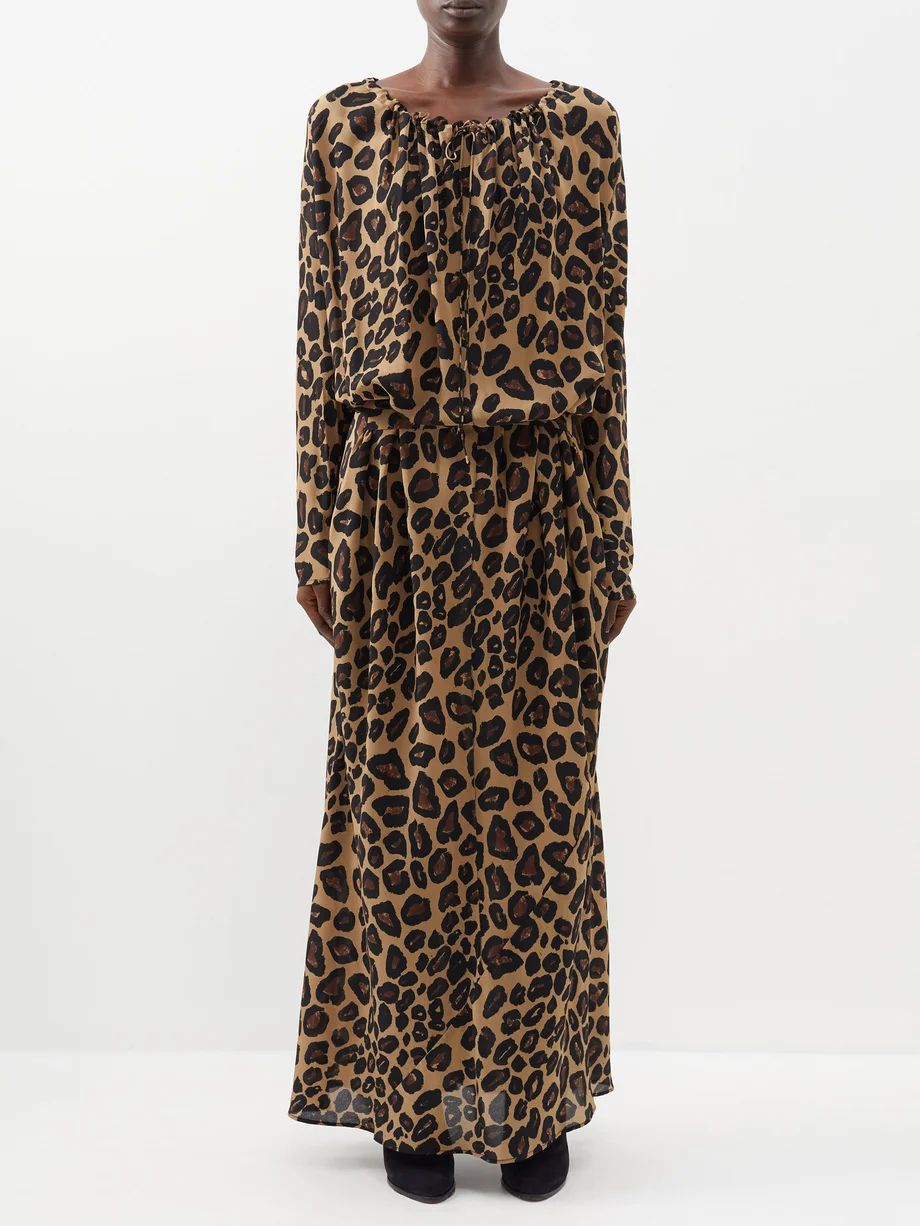 Leopard-print drawstring-neck silk dress | Matches (UK)