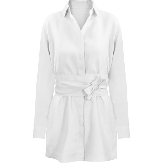 Baliene | Women's Alsace Shirt Dress, | Linen (White, Size Small) | Maisonette | Maisonette
