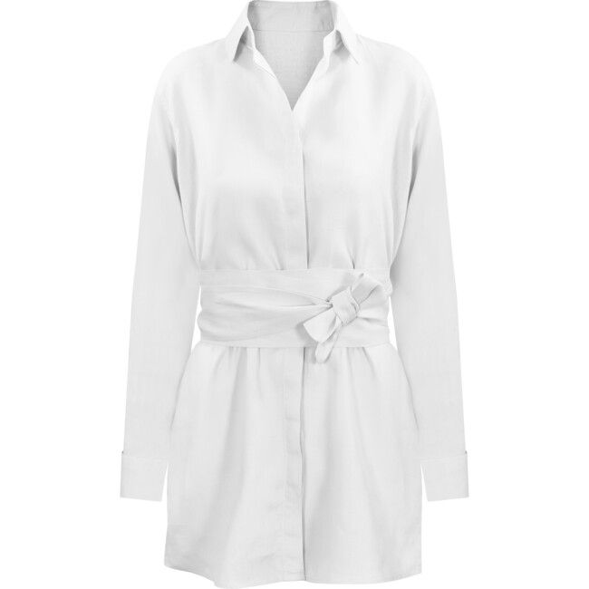 Baliene | Women's Alsace Shirt Dress, | Linen (White, Size Small) | Maisonette | Maisonette