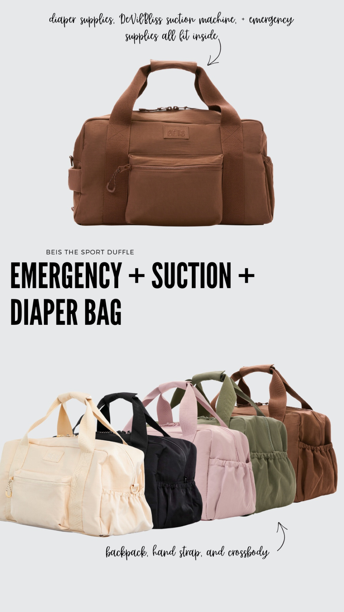 Emergency, suction, + diaper bag

#trach 