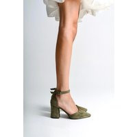 Sage Green Suede Shoes, Wedding High Heels, Bridal Block Heels | Etsy (US)