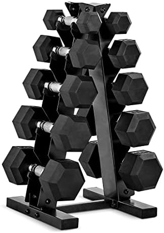CAP Barbell Rubber Coated Dumbbell Weight Set with Vertical Rack | 100 lb, 150 lb, and 210 lb Opt... | Amazon (US)