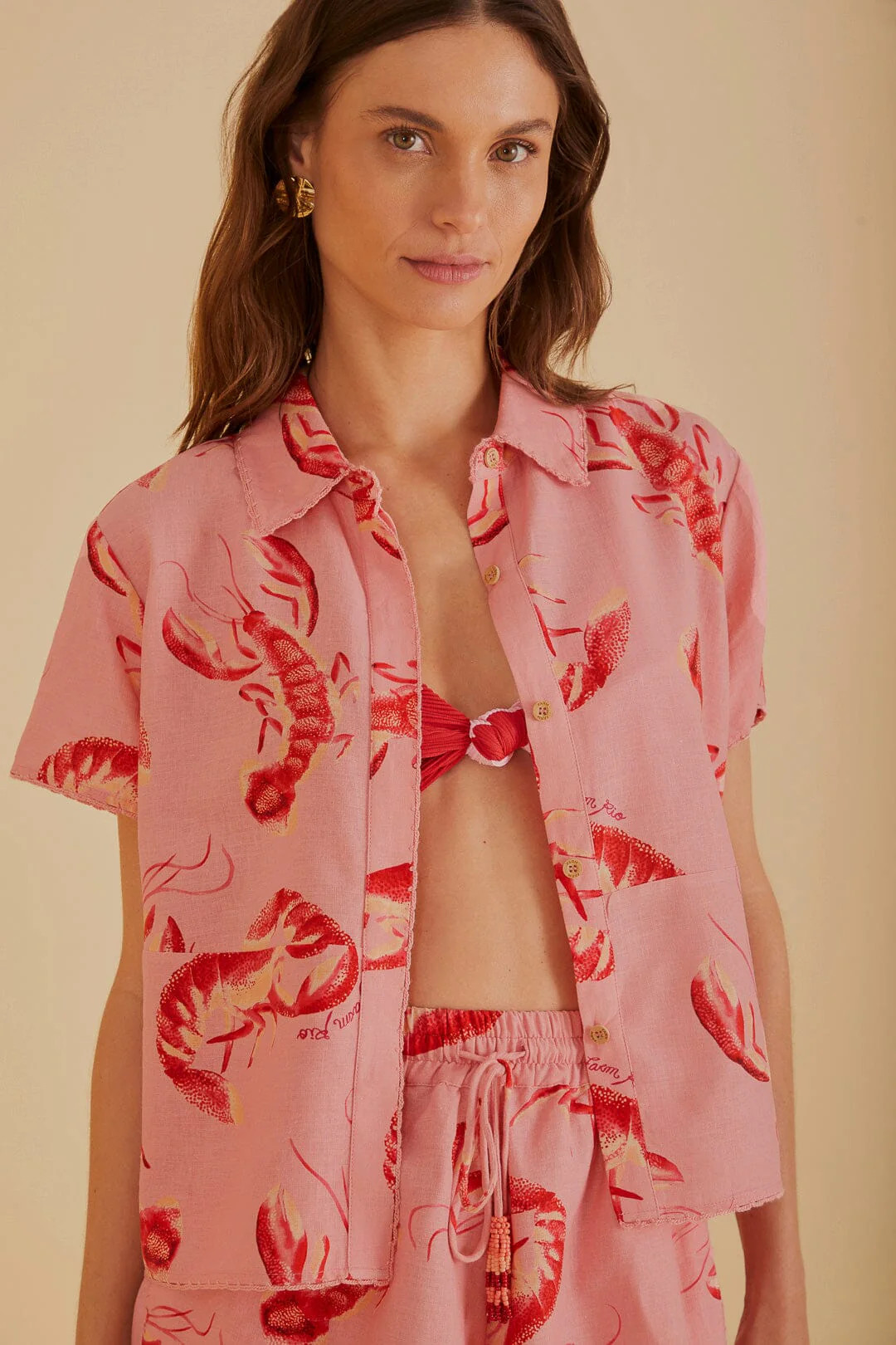 Pink Lobsters Shirt | FarmRio (US)