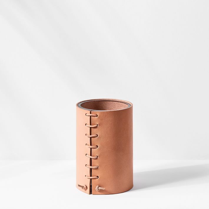 Made Solid Leather Wrapped Vase, X-Small | West Elm (US)
