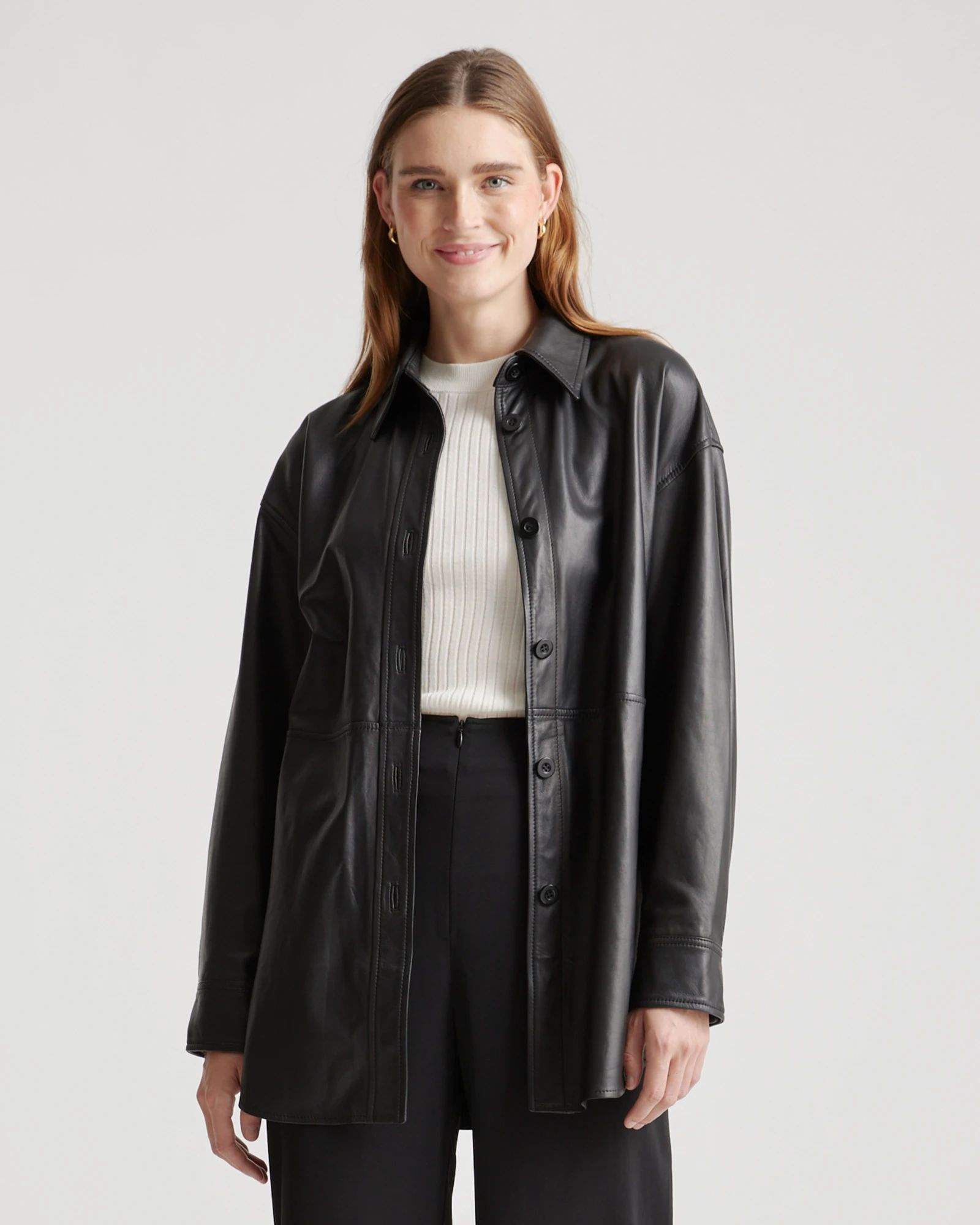 100% Leather Shirt Jacket | Quince