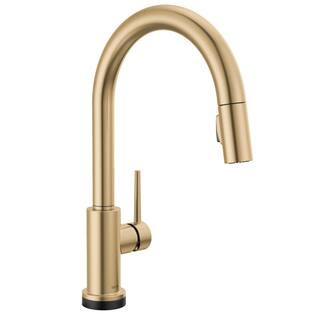 Trinsic Gold Touch2O with Touchless Technology Single Handle Pull Down Sprayer Kitchen Faucet in ... | The Home Depot