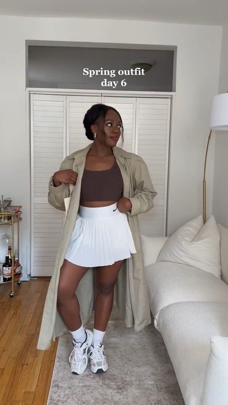 Tennis skirt, trench coat, aritzia tank top dupe, minimal style, moodboard aesthetic, spring style, outfit inspiration, outfit ideas, spring outfit, outfit inspo, spring fashion, style inspo, get ready with me 

#LTKfit #LTKsalealert #LTKunder100