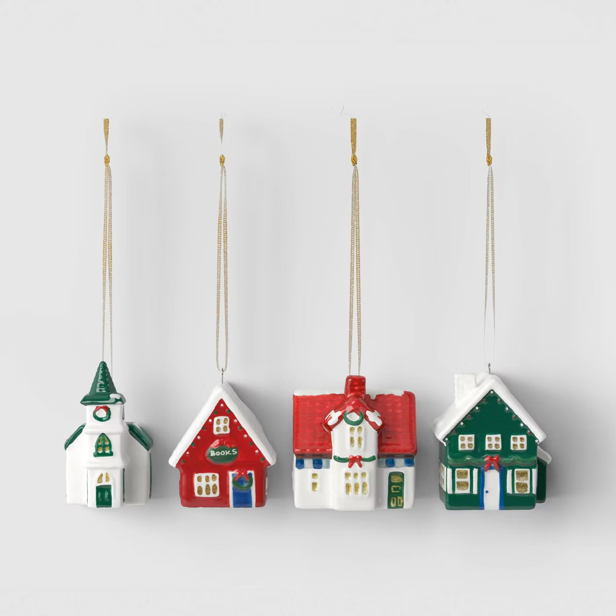 Set of 4 Ceramic Village Christmas Ornaments - Threshold™ | Target
