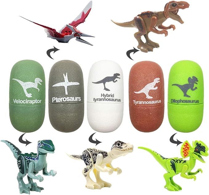 Jofan 5 Pack Dinosaur Building Blocks Eggs Dinosaur Action Figures Dinosaur Toys Playset for Kids... | Amazon (US)