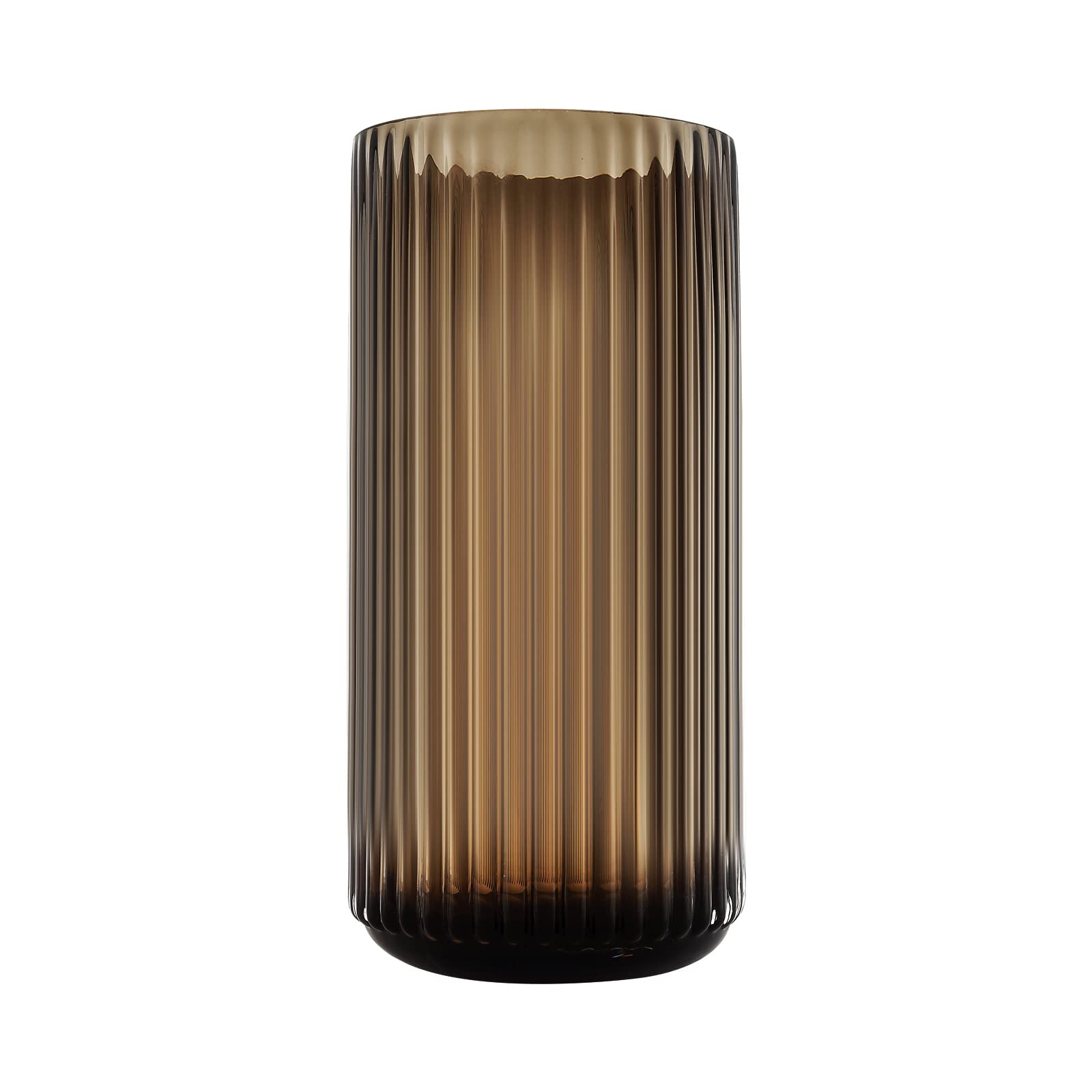 Large Cylinder Ribbed Brown Glass Flower Vase for Farmhouse Dining Table Centerpieces Decor | Amazon (US)