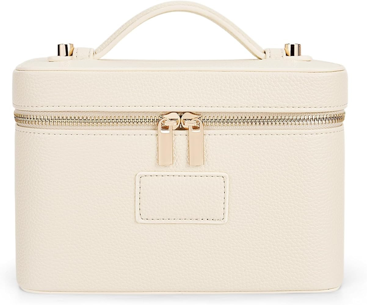 Makeup Bag Vanity Case for Women Leather Cosmetic Bag Travel Toiletry Bags Portable Makeup Organi... | Amazon (US)