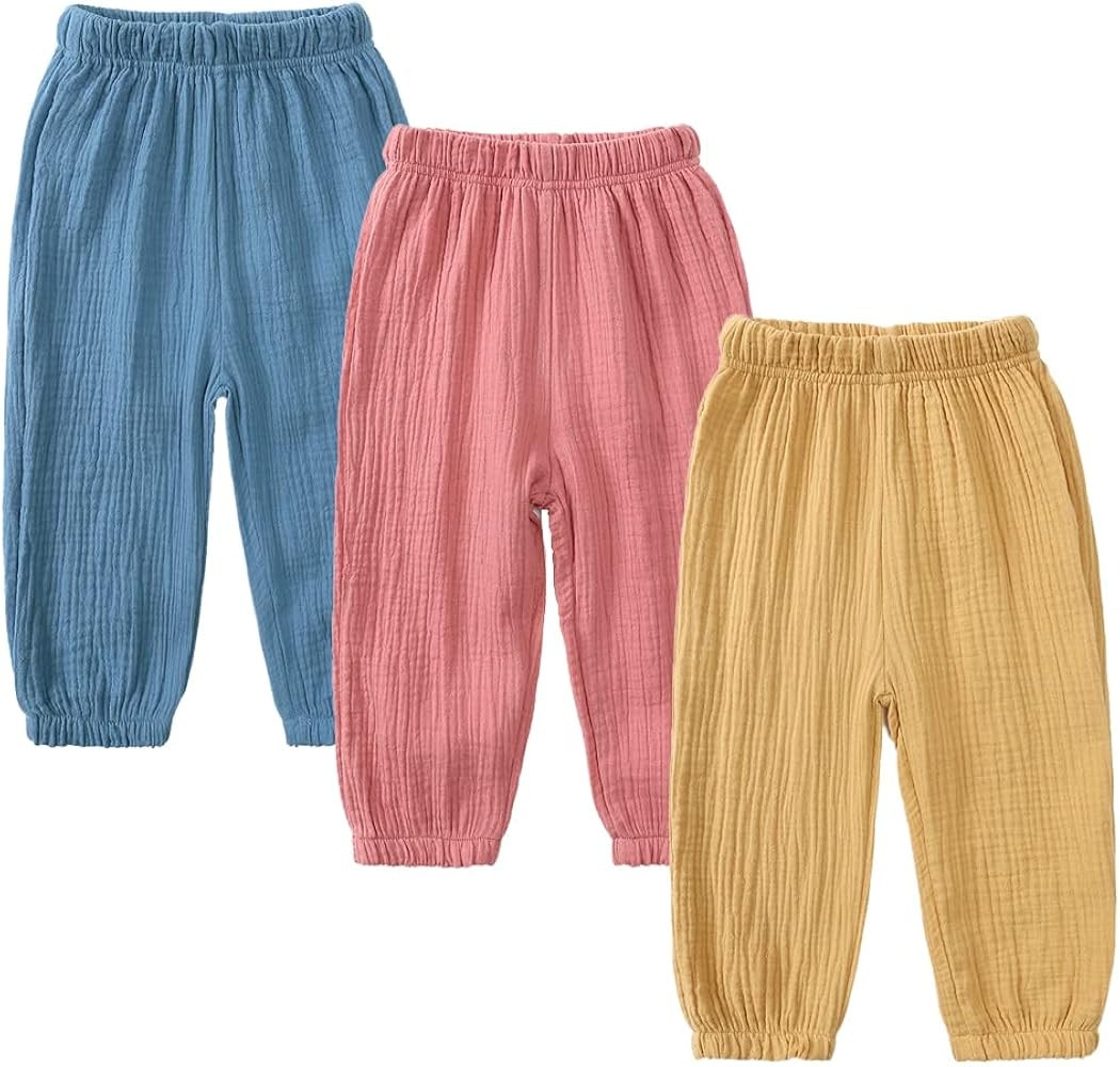 MYGBCPJS Baby Boys Girls Cotton Linen Trousers Kids Casual Ankle Pants Loose Long Bloomers | Amazon (US)