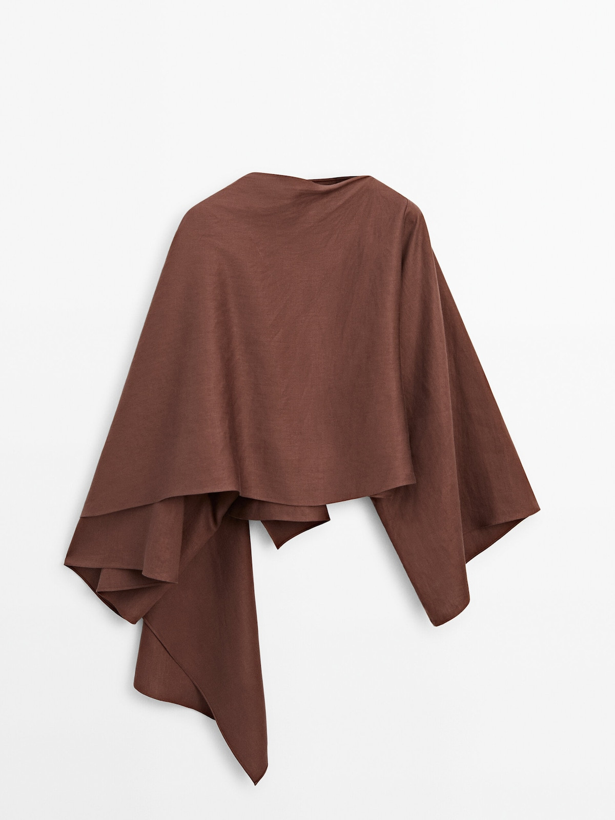 Asymmetric linen cape - Limited Edition | Massimo Dutti US