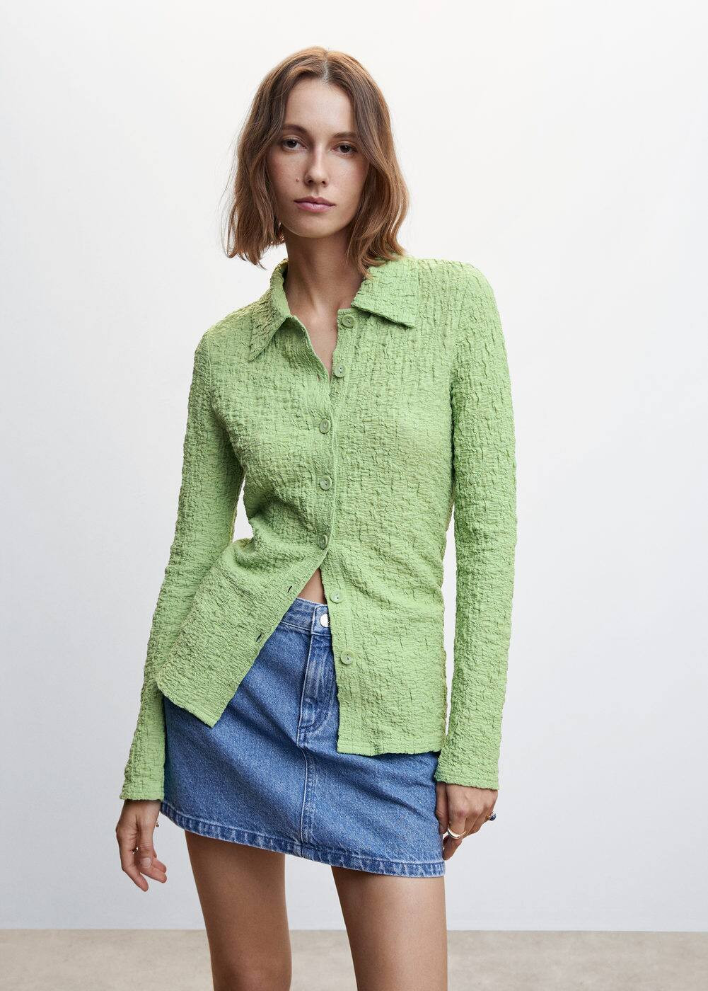 Textured shirt with buttons | MANGO (UK)