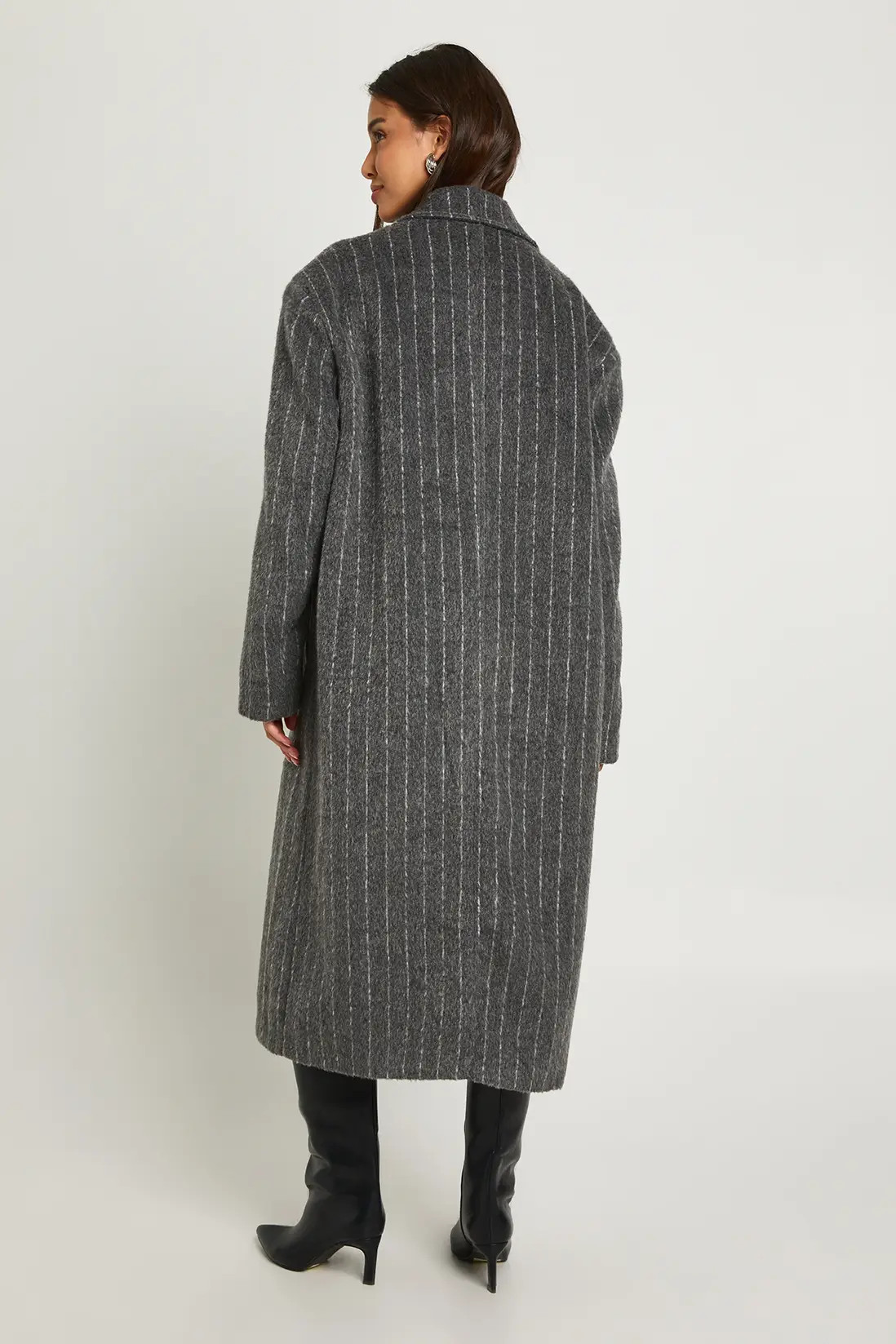 Pinstripe Wool Look Oversized Maxi Coat | Boohoo.com (UK & IE)