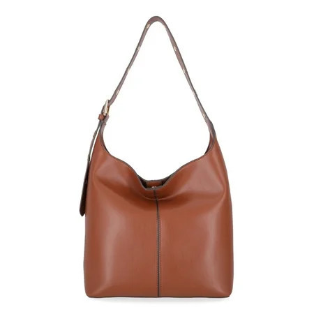 Time and Tru Women's Shively Faux Leather Bucket Handbag, Cognac | Walmart (US)