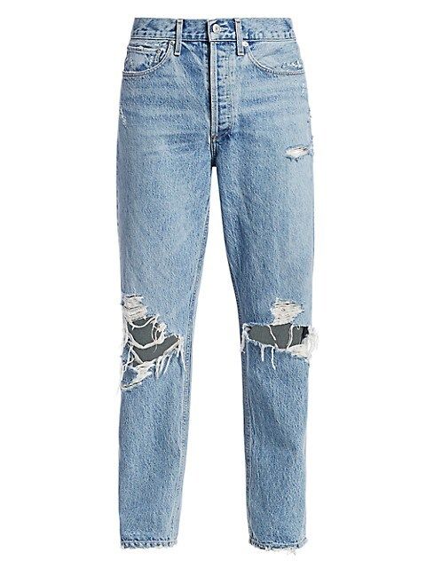 90s Mid-Rise Loose-Fit Distressed Jeans | Saks Fifth Avenue