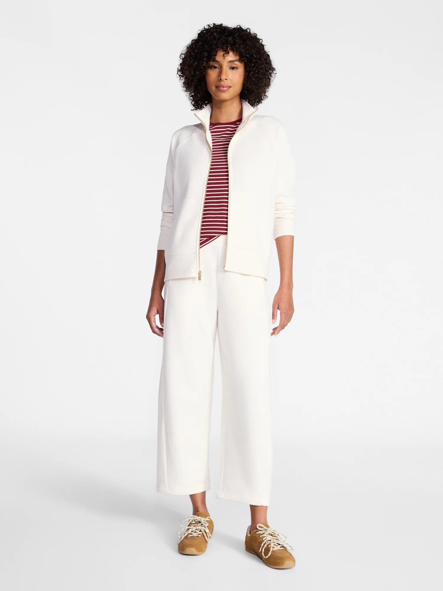 Time and Tru Women's Fleece Sweatshirt and Barrel Leg Pants Set, 2-Piece, Sizes XS-XXXL | Walmart (US)