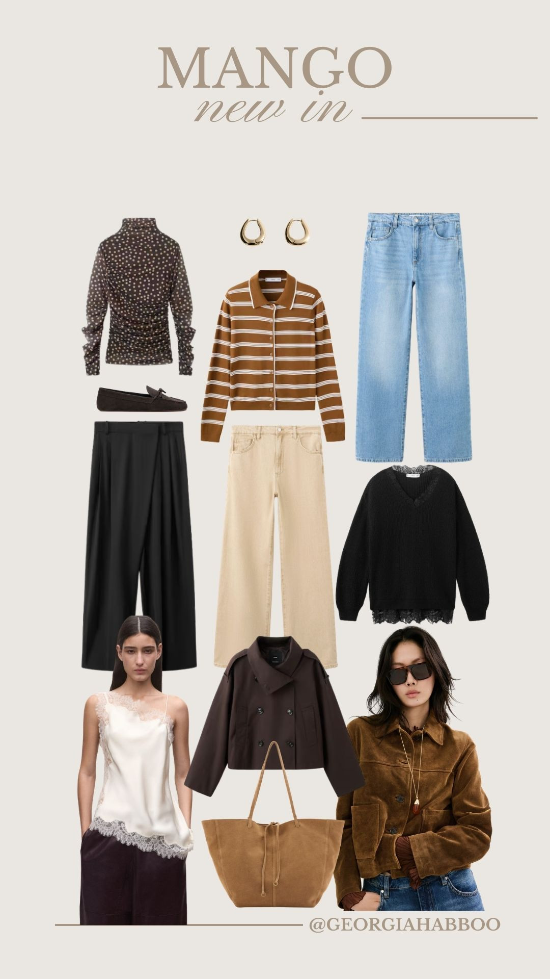 Mango New in! 10% off exclusive LTK code: LTKUK10 (discount applicable on orders over £70) 🤎 

Transitional Style, Transitional Fashion, Spring Style, Early Spring, New In Season, Jeans, Striped Top, Satin Top, Suede Jacket, Tailored Trousers, Loafers, Suede Bag 

 #LTKuk #LTKwinter #LTKspring