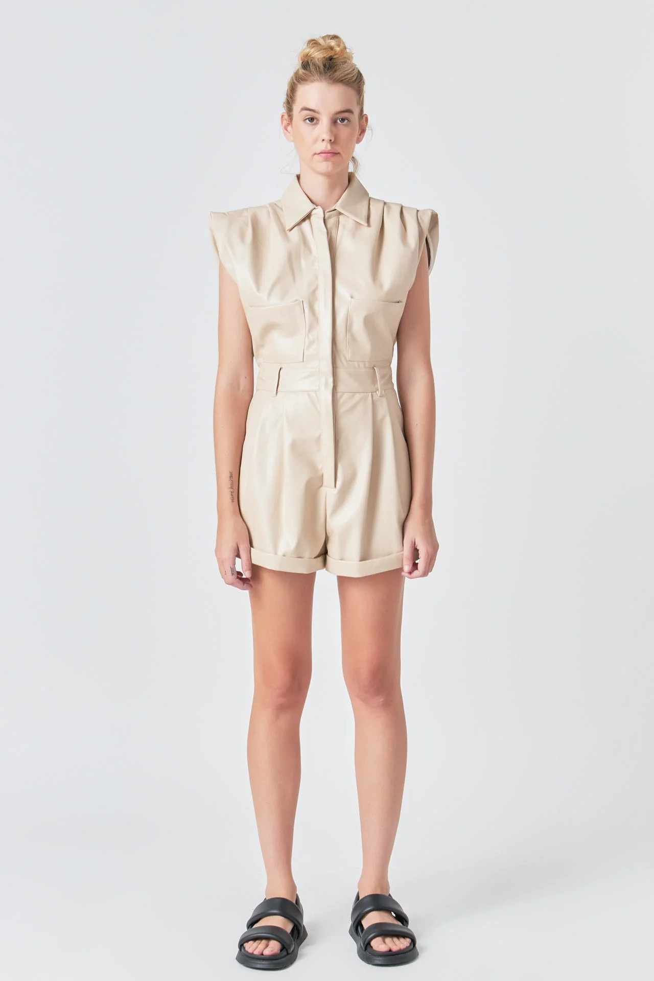 Faux Leather Romper | Endless Rose