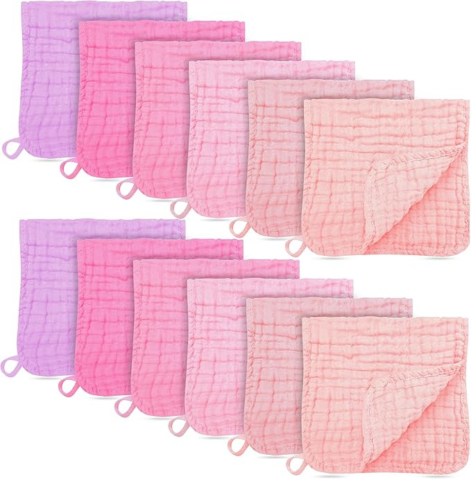 12 Pack Muslin Burp Cloths - Large 20" x 10", Ultra Absorbent 100% Cotton for Baby Drool and Mess... | Amazon (US)