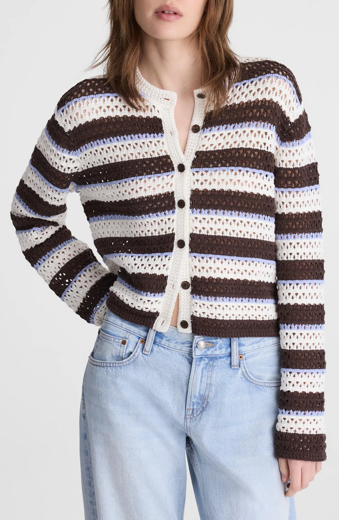 Stripe Pointelle Cardigan (Women) | Nordstrom | Nordstrom