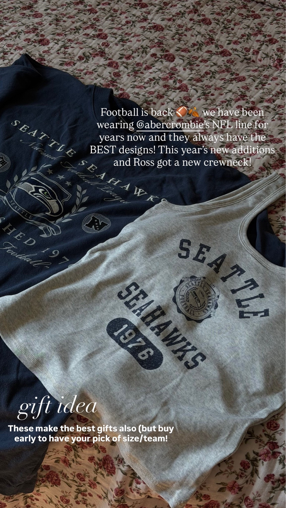 NFL tees and tanks! Love their tees and this new bra free tank this year!! @abercrombie has the best NFL offical merch, softest crew necks and they make the best gifts for the holidays!!!

#LTKSeasonal #LTKootd #LTKMens