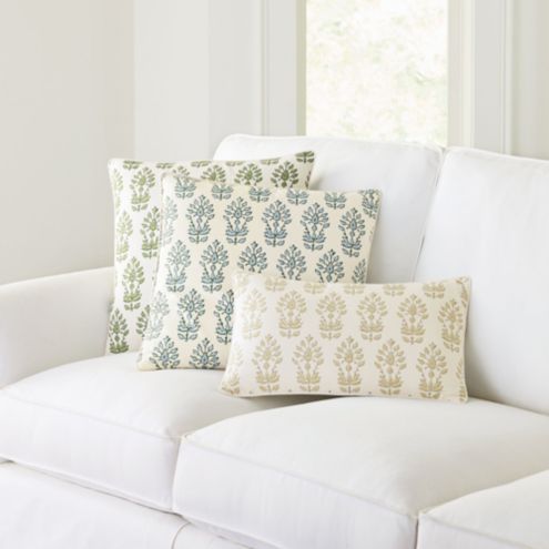 Annie Floral Block Print Cotton Throw Pillow Cover with Down Insert | Ballard Designs, Inc.