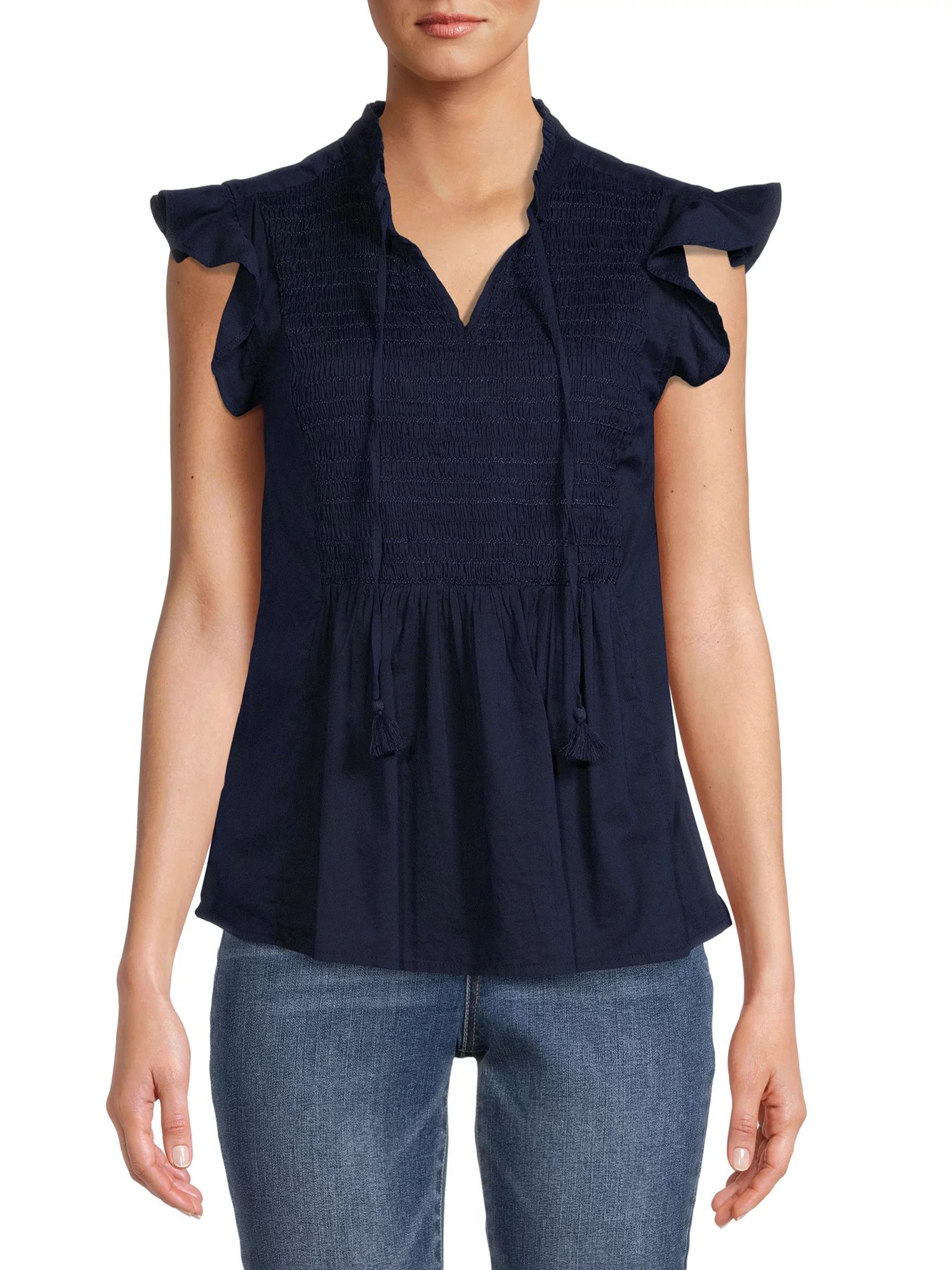 Time And Tru Women's Smocked Yoke top - Walmart.com | Walmart (US)