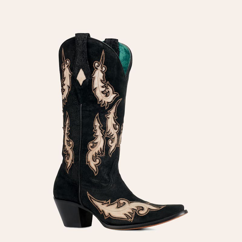 Corral Women's Black & Bone Inlay Stitched Snip Toe Cowboy Boots | Cavender's