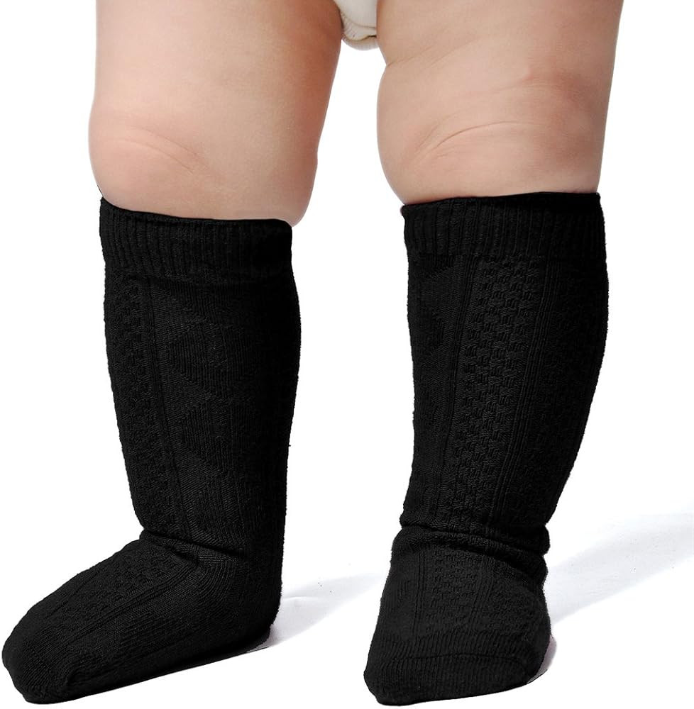 EPEIUS Unisex-Baby Seamless Ribbed/Cable Knit Knee High Socks (Pack of 3/6) | Amazon (US)