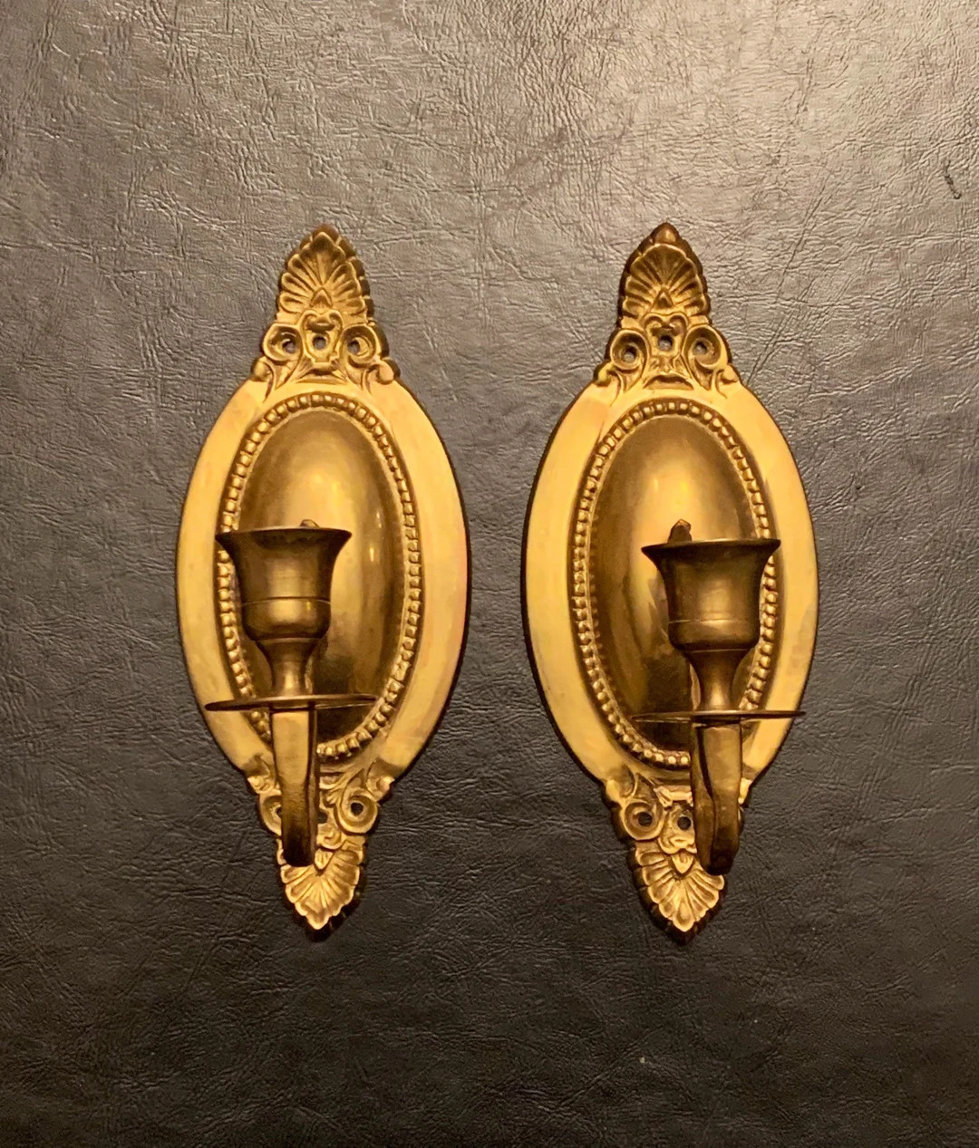 Vintage Candle Wall Sconces ~ Gold Candle Holders ~ Brass Wall Decor. | Etsy (US)