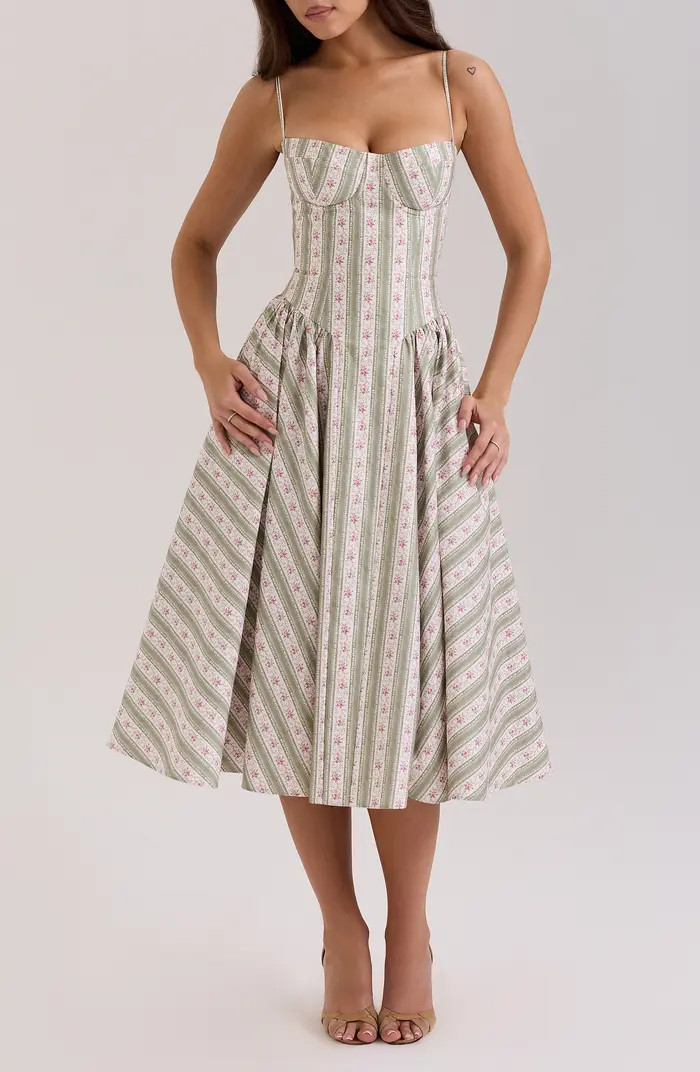 HOUSE OF CB Mya Corset Sleeveless Midi Dress | Nordstrom | Nordstrom