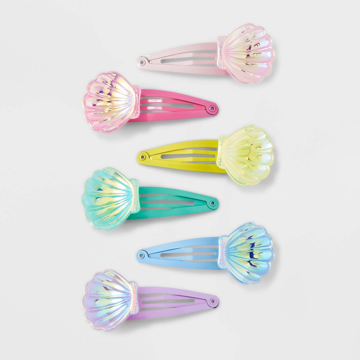 Girls' 6pk Snap Clips Iridescent Seashells - Cat & Jack™ | Target