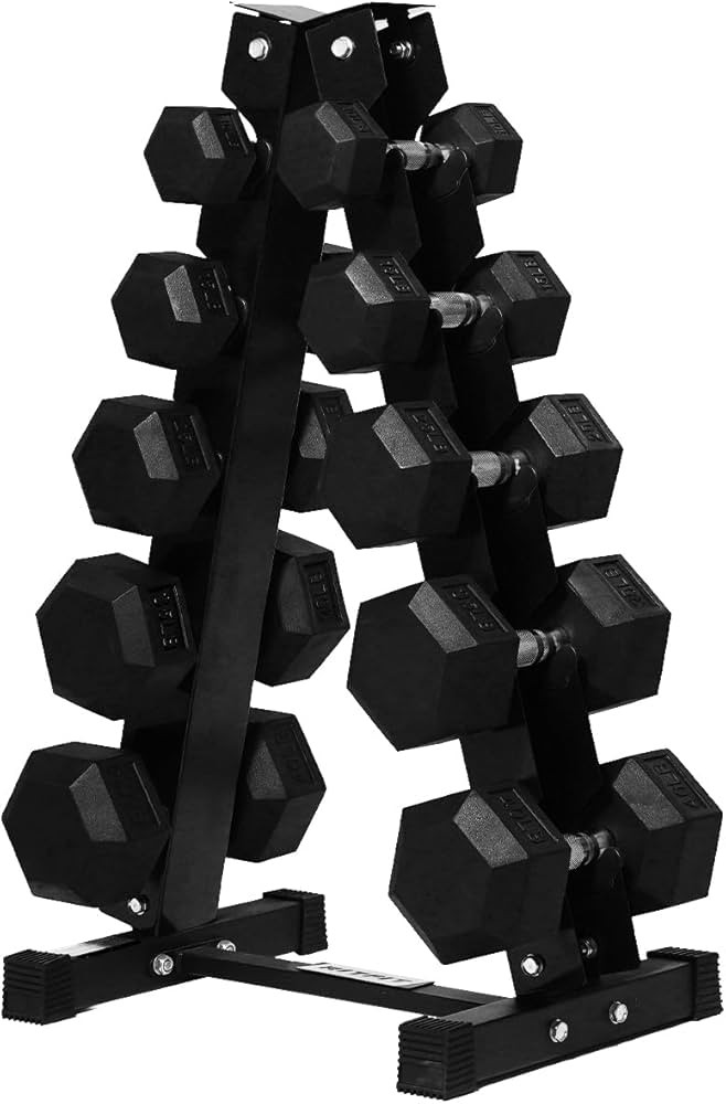 RitFit 250LB/300LB Rubber Hex Dumbbell Sets with Weights Rack, Multiple Color Choices Available, ... | Amazon (US)