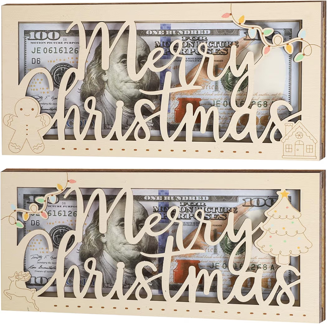 2Pcs Christmas Money Holder for Cash, Wooden Money Holder, Funny Cash Envelopes Giving, Christmas... | Amazon (US)
