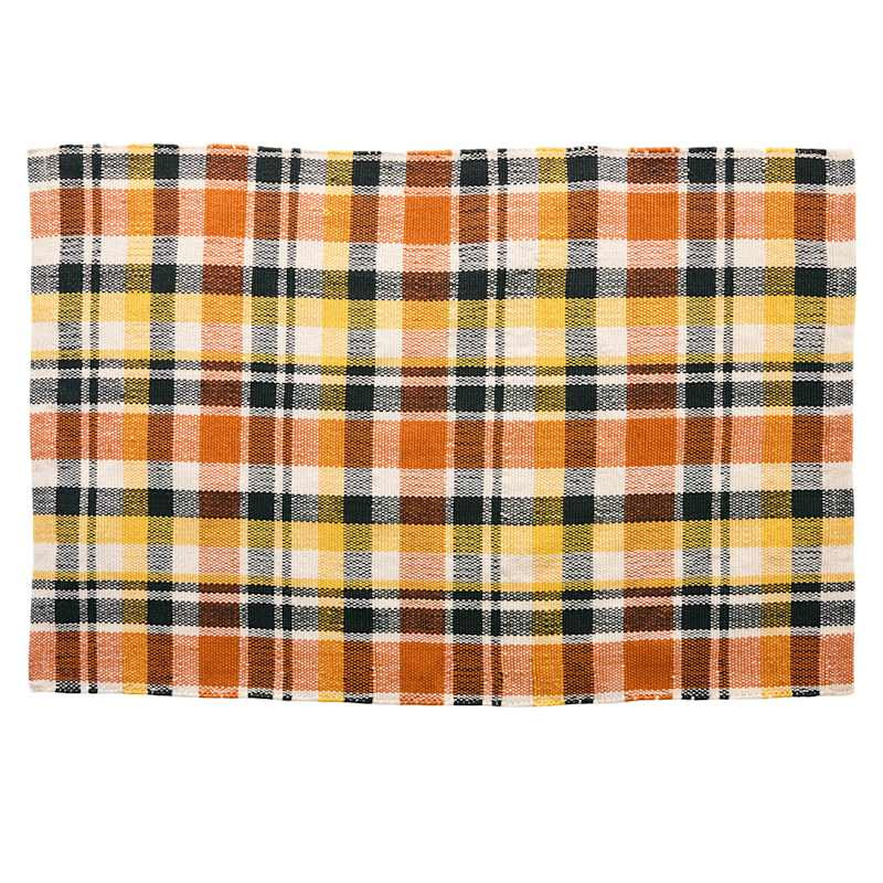 Orange Multi-Plaid Layering Mat, 24x36 | At Home